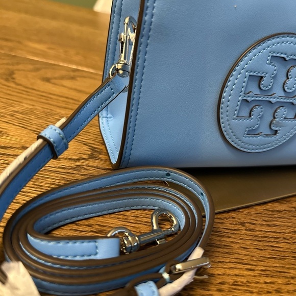 NWT! NEW! Tory Burch Ella Blue Azure Bio Mini Tote Crossbody - Picture 4 of 11